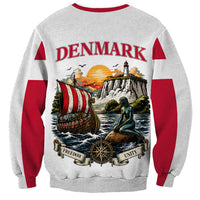 Denmark Kongeriget Heritage Sweatshirt Vintage Viking Ship And Nyhavn Scenic Illustration