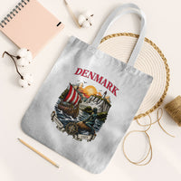 Denmark Kongeriget Heritage Tote Bag Vintage Viking Ship And Nyhavn Scenic Illustration