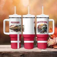 Denmark Kongeriget Heritage Tumbler With Handle Vintage Viking Ship And Nyhavn Scenic Illustration