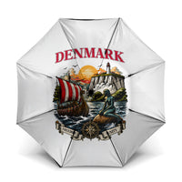 Denmark Kongeriget Heritage Umbrella Vintage Viking Ship And Nyhavn Scenic Illustration