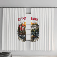 Denmark Kongeriget Heritage Window Curtain Vintage Viking Ship And Nyhavn Scenic Illustration