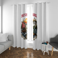 Denmark Kongeriget Heritage Window Curtain Vintage Viking Ship And Nyhavn Scenic Illustration