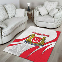 Singapore National Crest Area Rug with City Skyline and Lion Design