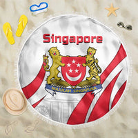 Singapore National Crest Beach Blanket with City Skyline and Lion Design