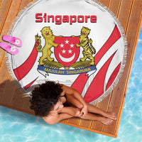 Singapore National Crest Beach Blanket with City Skyline and Lion Design