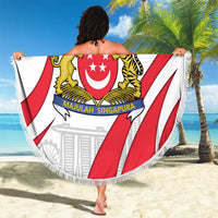 Singapore National Crest Beach Blanket with City Skyline and Lion Design