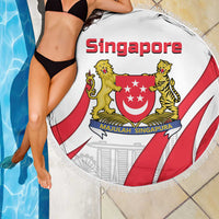 Singapore National Crest Beach Blanket with City Skyline and Lion Design