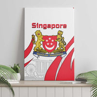Singapore National Crest Canvas Wall Art with City Skyline and Lion Design