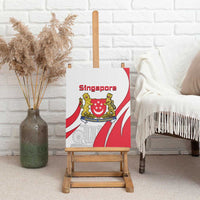 Singapore National Crest Canvas Wall Art with City Skyline and Lion Design