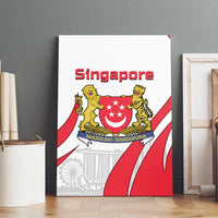 Singapore National Crest Canvas Wall Art with City Skyline and Lion Design