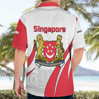 Singapore National Crest Hawaiian Shirt with City Skyline and Lion Design