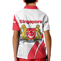 Singapore National Crest Kid Polo Shirt with City Skyline and Lion Design