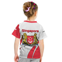 Singapore National Crest Kid T Shirt with City Skyline and Lion Design