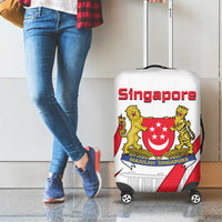 Singapore National Crest Luggage Cover with City Skyline and Lion Design