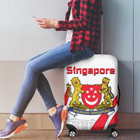 Singapore National Crest Luggage Cover with City Skyline and Lion Design