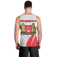 Singapore National Crest Men Tank Top with City Skyline and Lion Design