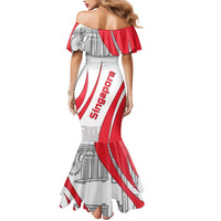 Singapore National Crest Mermaid Dress with City Skyline and Lion Design