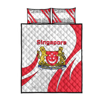 Singapore National Crest Quilt Bed Set with City Skyline and Lion Design
