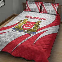 Singapore National Crest Quilt Bed Set with City Skyline and Lion Design