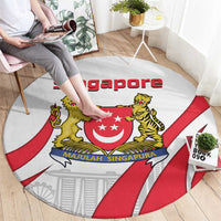 Singapore National Crest Round Carpet with City Skyline and Lion Design