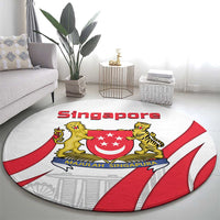 Singapore National Crest Round Carpet with City Skyline and Lion Design