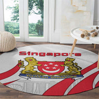 Singapore National Crest Round Carpet with City Skyline and Lion Design