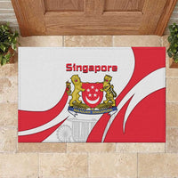 Singapore National Crest Rubber Doormat with City Skyline and Lion Design