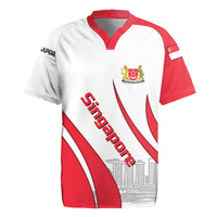 Singapore National Crest Rugby Jersey with City Skyline and Lion Design
