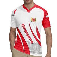 Singapore National Crest Rugby Jersey with City Skyline and Lion Design