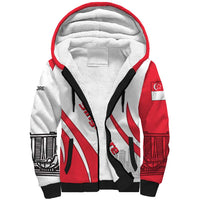 Singapore National Crest Sherpa Hoodie with City Skyline and Lion Design
