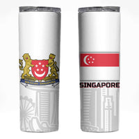 Singapore National Crest Skinny Tumbler with City Skyline and Lion Design