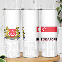 Singapore National Crest Skinny Tumbler with City Skyline and Lion Design
