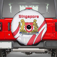 Singapore National Crest Spare Tire Cover with City Skyline and Lion Design