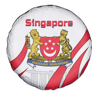 Singapore National Crest Spare Tire Cover with City Skyline and Lion Design