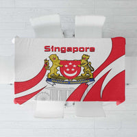 Singapore National Crest Tablecloth with City Skyline and Lion Design