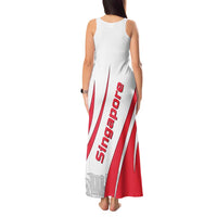 Singapore National Crest Tank Maxi Dress with City Skyline and Lion Design
