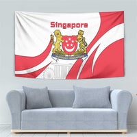Singapore National Crest Tapestry with City Skyline and Lion Design