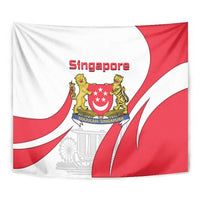 Singapore National Crest Tapestry with City Skyline and Lion Design