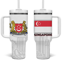 Singapore National Crest Tumbler With Handle with City Skyline and Lion Design