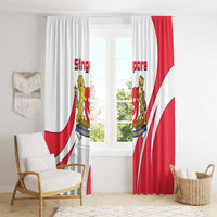 Singapore National Crest Window Curtain with City Skyline and Lion Design