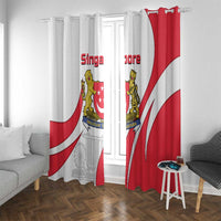 Singapore National Crest Window Curtain with City Skyline and Lion Design