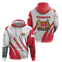 Singapore National Crest Zip Hoodie with City Skyline and Lion Design