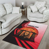 Singapore Lion Area Rug with Sunset Marina Bay Design and National Flag