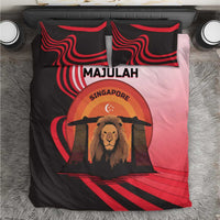 Singapore Lion Bedding Set with Sunset Marina Bay Design and National Flag