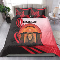 Singapore Lion Bedding Set with Sunset Marina Bay Design and National Flag