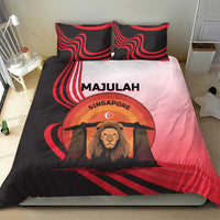 Singapore Lion Bedding Set with Sunset Marina Bay Design and National Flag