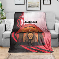 Singapore Lion Blanket with Sunset Marina Bay Design and National Flag