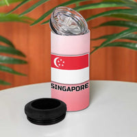 Singapore Lion 4 in 1 Can Cooler Tumbler with Sunset Marina Bay Design and National Flag
