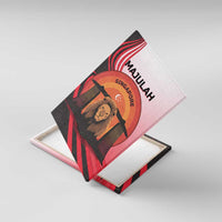 Singapore Lion Canvas Wall Art with Sunset Marina Bay Design and National Flag