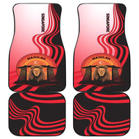 Singapore Lion Car Mats with Sunset Marina Bay Design and National Flag
